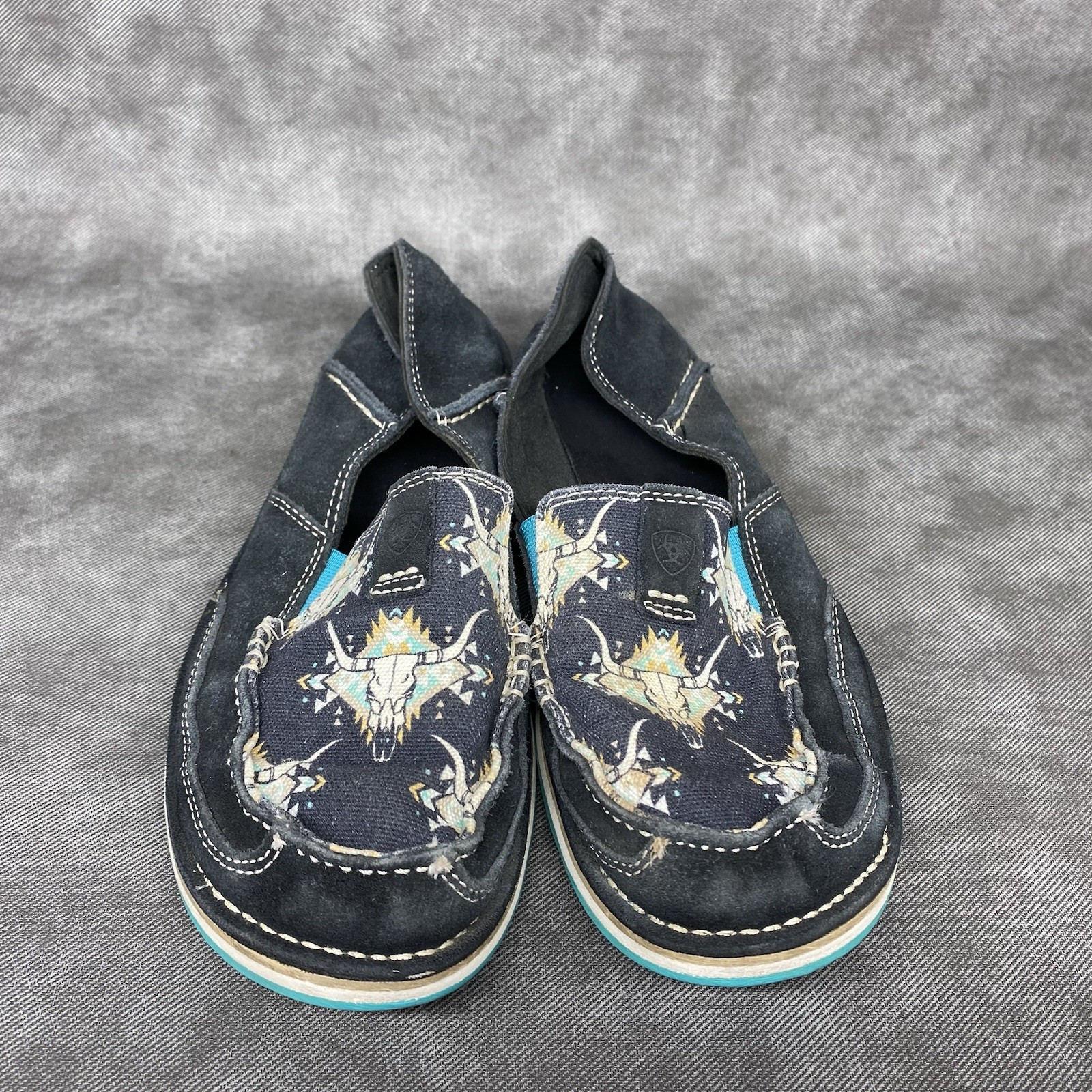 Ariat Cruiser Steer Head Aztec Pattern Suede Blac… - image 1