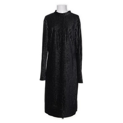 Ichi, Kleid, Größe: XL, Schwarz/Silber, Polyester, Nadelstreifen, Samt #ZO3
