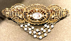 1928 Jewelry 80’s Goldtone  Hair Clasp Clip Barrette France With Stones & Pearls — photo 4