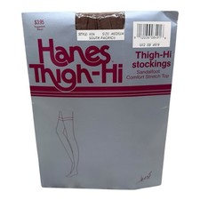 1988 Hanes Thigh Hi Sandalfoot Stockings Size Medium South Pacific 606