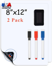 Dry Erase Whiteboard Sheets 8x12 Magnetic 2 Pack with Marker and Eraser