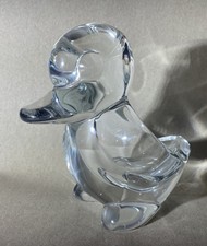 Vintage Vannes Le Chatel Crystal Art Glass Duck Paperweight