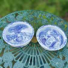 Set of 2 blue ceramic bowls from the Meiji era