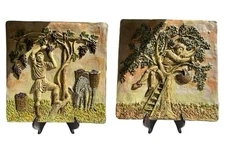 Vietri Stefano Roselli Napa Style Ceramic Wall Plaque Signed Set Of 2