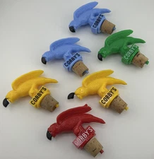 6 Corby's Plastic Parrot Pourers/Vintage Bar Liquor Advertising (Lot of 6)