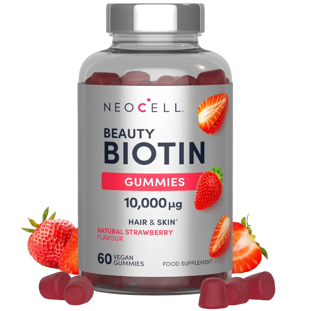 Neocell Beauty Biotin, 10000Mcg, Natural Strawberry - 60 Gummies - Image 2