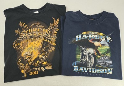 Lot Of 2 Harley Davidson Short Sleeve T-Shirt Men's 3XL Black Navy Blue Eagle 