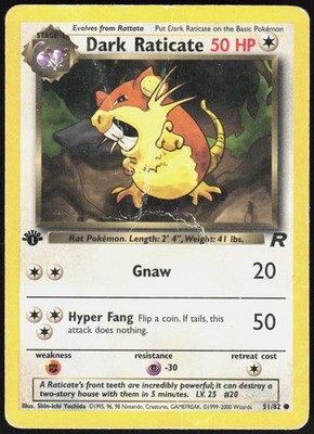 Team Rocket Dark Raticate 51/82 Common Pokemon 1st Edition DMG