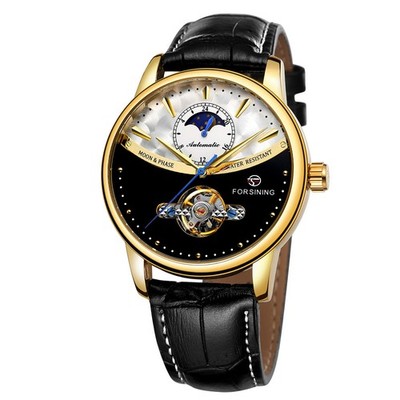 Men s Automatic Skeleton Watch Self Winding Leather Strap Mechanical