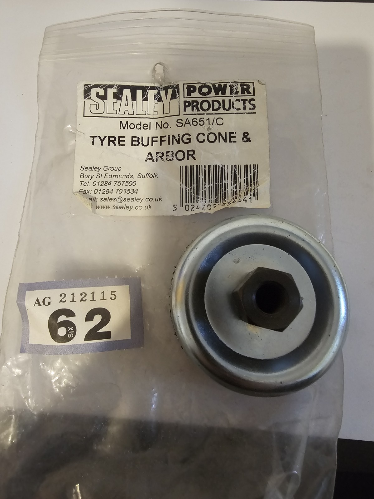 Sealey Tyre Buffing Cone & Arbor Workshop Standard Air Tool Power Tool SA651/C