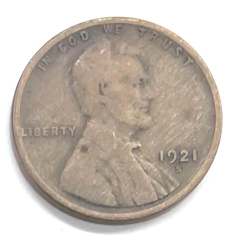 1921 S Lincoln Wheat Cent Average Circulated Copper G VG Penny Old Estate Coin