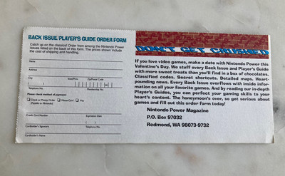 Nintendo Power - Don't Get Crushed - Player's Guide Order Form (1998)