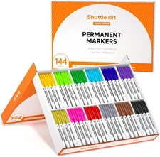 Shuttle Art 144 Pack Permanent Markers, 1 Count (Pack of 144), Assorted 