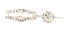 14KT White Gold 1.46 ctw Round Diamond Halo Wedding Ring Set with Guard - 5.5g