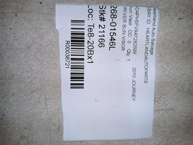 2009 2010 DODGE JOURNEY DRIVER LEFT SIDE SUN VISOR SUN SHADE PEARL COLOR OEM  - Изображение 3 из 4