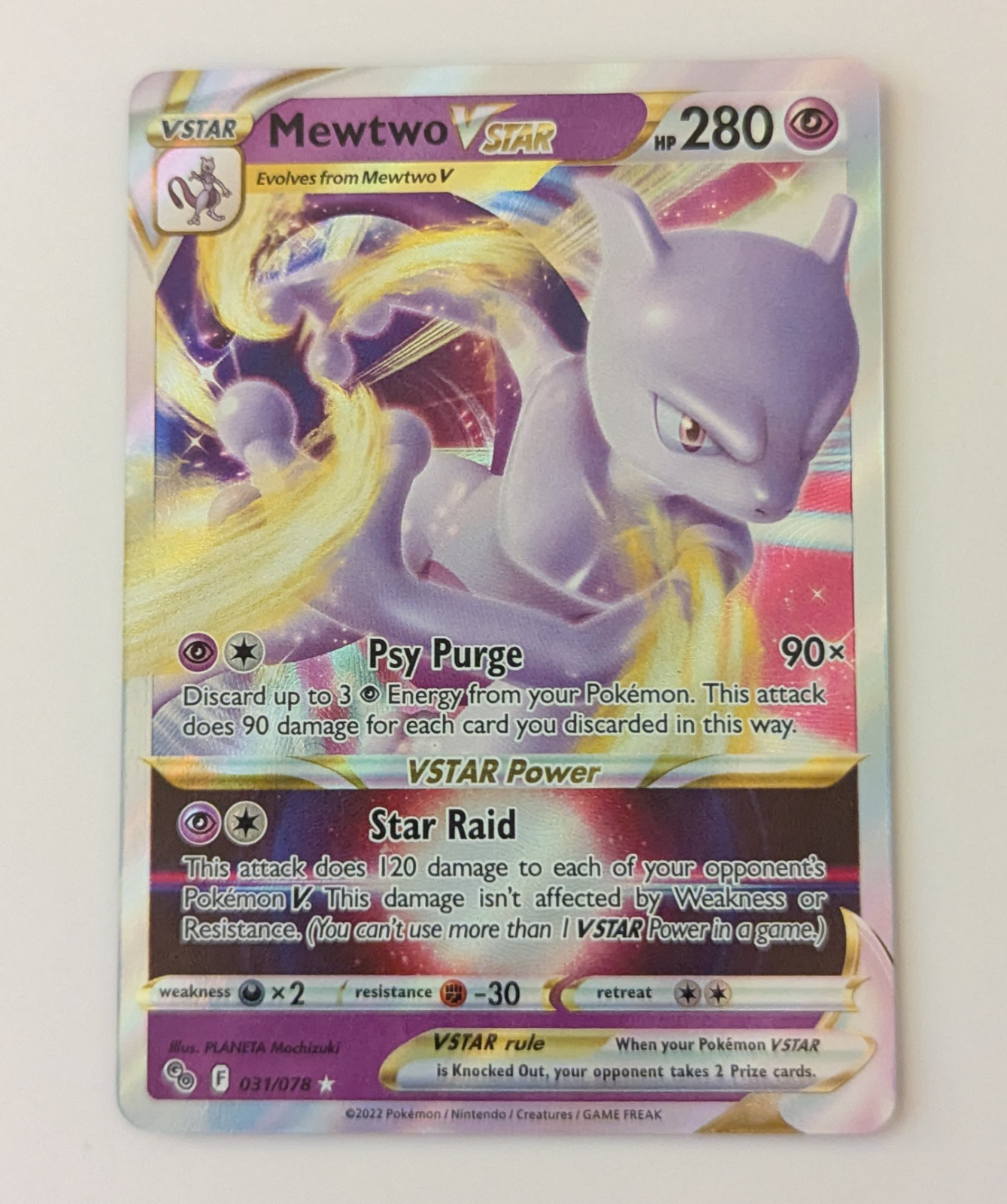Mewtwo VSTAR 031/078 Pokémon GO Holo Textured Mint