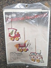 3 Vintage Bucilla Kit 1879 Jeweled Christmas Holiday Ornaments Felt Pull Toys