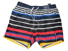 NWT Tommy Hilfiger Mens 5" Striped Swim Trunks Quick Dry Short Maillot Large