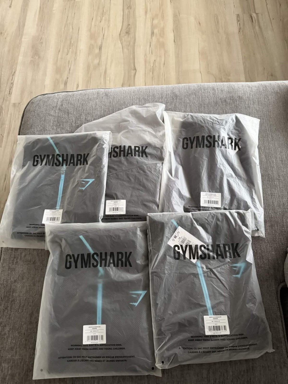 Gymshark Onyx 5.0 Seamless Hoodie- Blue/Onyx Black - IN-HAND READY TO SHIP - L