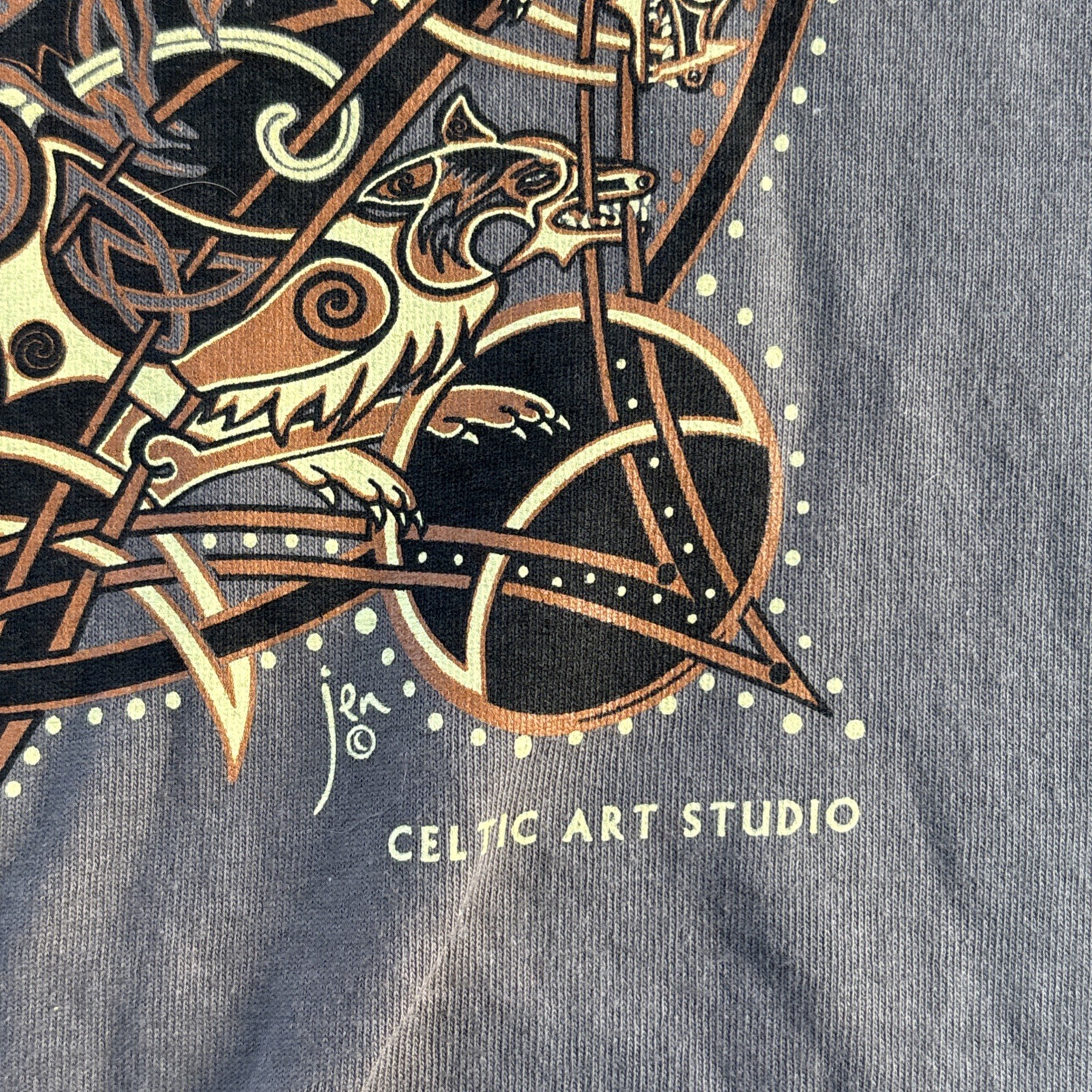 Celtic Art Studio Jen Delyth Wolf Moon Graphic T-Shirt XL USA - New | eBay
