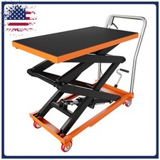 Steel Hydraulic Double Scissor Lift Table Cart 330 Lbs Lifting Height 50 Inches