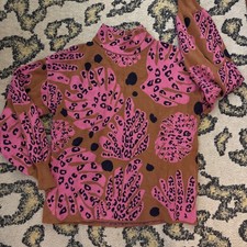 Fate Woman’s Leopard Sweater Size Small Tan Hot Pink Long Sleeve