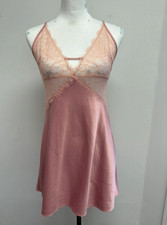 Victoria  s Secret Pink Rose Chemise Nightie Babydoll Lace Trim Cami Slip Sz XS