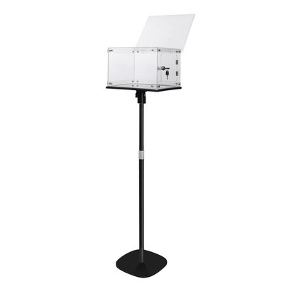 Suggestion Box Lockable Adjustable Height Clear with Metal Base and Sign Holder