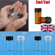 3/5ml Glass Clear Amber Small Boxes Medicine Bottle Sample Vial Screw Lid Jar UK