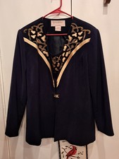 G.O.S.P.E.L Women's Blazer Navy With Gold Accents Size 18