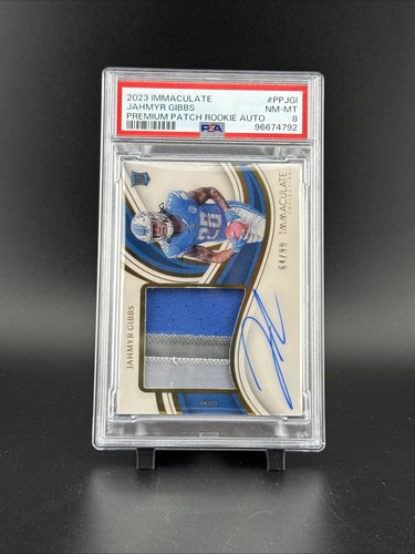 Jahmyr Gibbs #8 2023 Panini Immaculate Premium Patch Rookie Autograph card