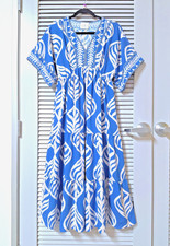 blue print kimono tiered long maxi dress S/ M