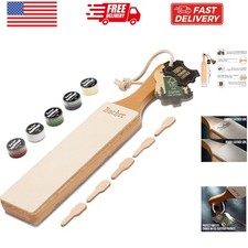 Leather Strop for Knife Sharpening with Polishing Compound - Double Sided Str...