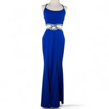NWT Y2K Speechless Rhinestone Cutout Prom Dress Size 3 / S -  Blue Gown Glam
