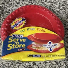 ~ Hefty ~ Serve N Store ~ Interlocking RED Pl...