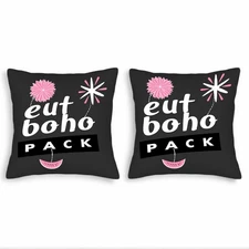 Set of 2 Decorative Throw Pillow Covers 18x18in - Pink Flower Design