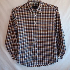 Scott Barber Button Down Shirt Mens Medium Cotton Plaid Dress/Casual