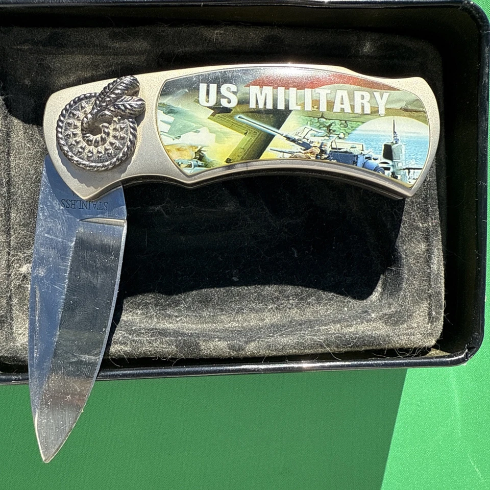 Cuchillo de colección militar del ejército de Estados Unidos con caja de hojalata Foto 3 de 4