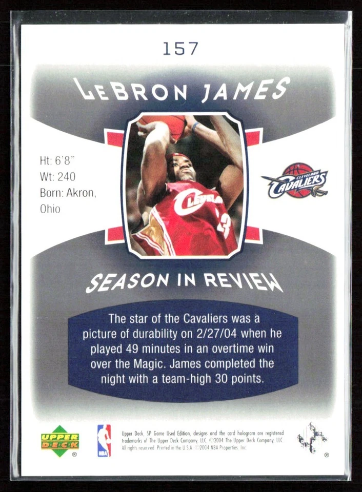 LeBron James 2004-05 SP Season In Review #157 Cleveland Cavaliers - Image 2 of 2