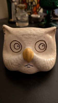 Vintage Ceramic Owl Head Eyeglasses Holder 1970s 