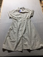 NEW Cider Dress Womens 2XL Beige Short Sleeve Button Up Collared