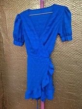SheIn Size M Medium Blue Knee Length Wrap Dress (925/238/v)