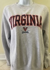 UNIVERSITY OF VIRGINIA UVA CAVALIERS Light Gray Cotton Blend Sweatshirt S M EUC