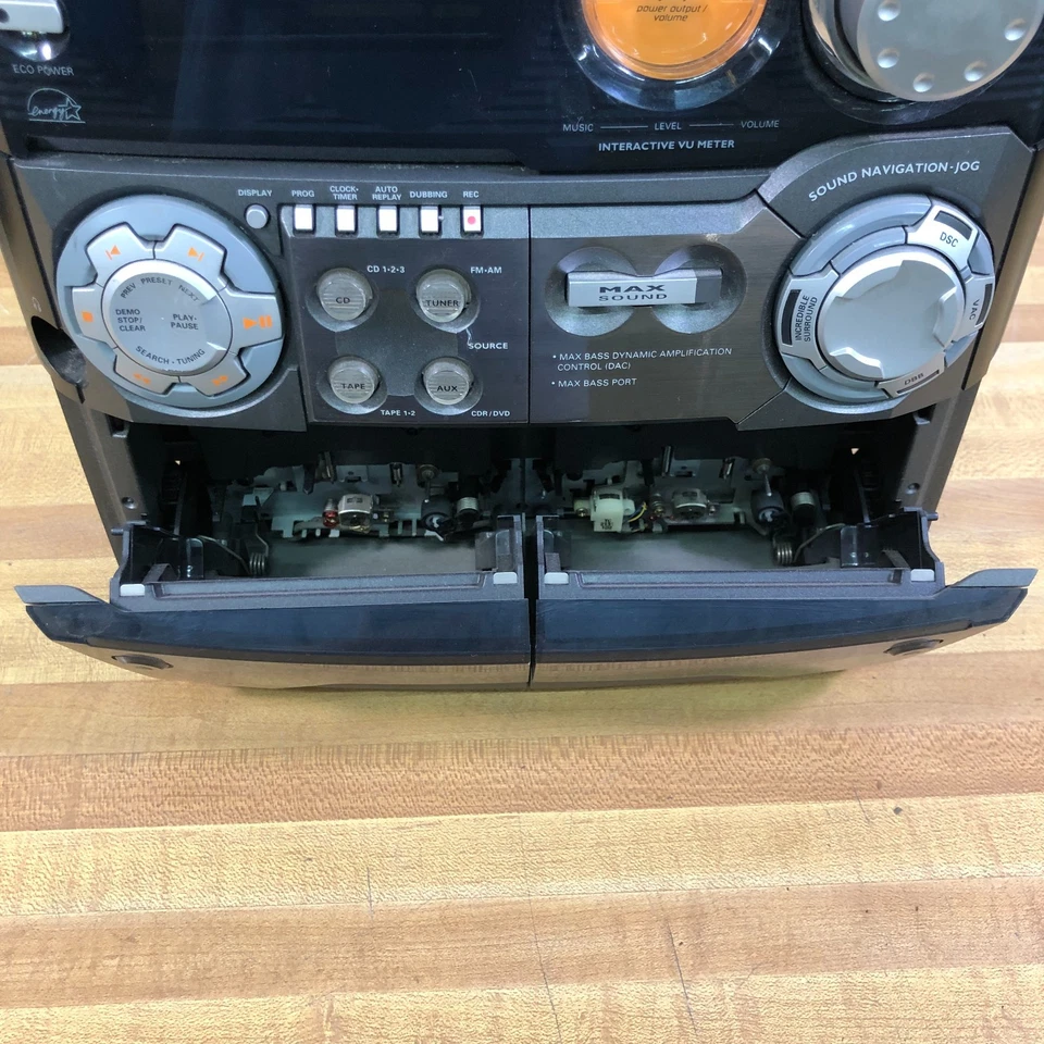 Philips FW-C550 Black Dual Cassette Deck 3 CD Changer Speakers (WORKS) - Image 3 of 4