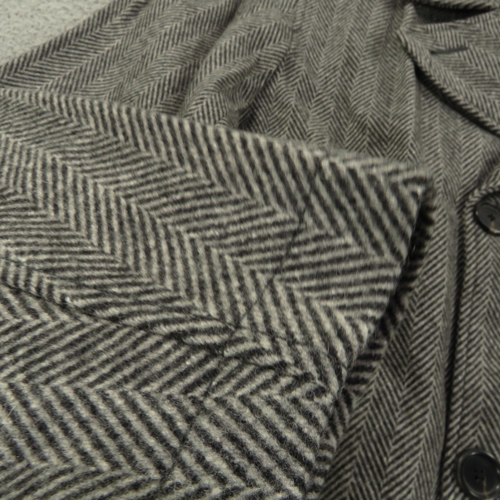 Gap Coat Men XXL Wool Herringbone Double Breasted Jacket City Towne Car Charcoal image 2