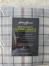 Eddie Bauer Cotton Eddie's Favorite Flannel Queen Sheet Set Gray Plaid