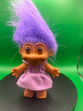 Russ Troll Doll 5  Purple Hair Lavender Dress Removable Outfit Vintage Style