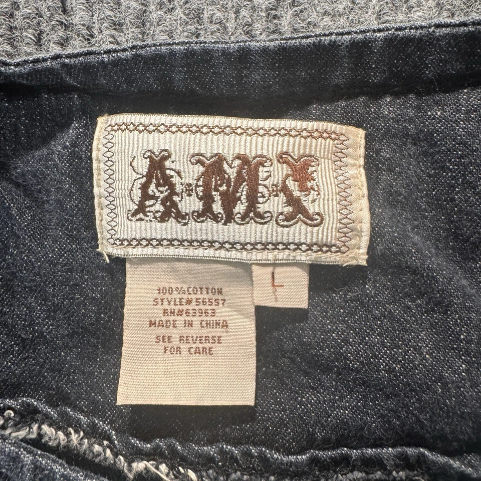 Chaqueta AMI De Colección Para Mujer L Azul Carga Denim Metal Palanca Cyberpunk Oscura Y2K Foto 2 de 4