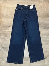 Fabletics Wide Leg Jeans Women  s Size 27 NWT Dark Wash High Rise Stretch Denim