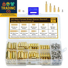 320Pcs M3 Motherboard Standoffs Screws Nuts Kit, Hex Male-Female Brass Spacer St